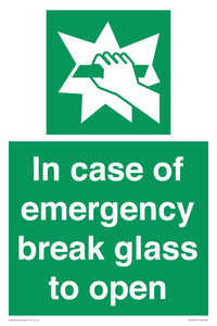 In case of emergency break glass to open